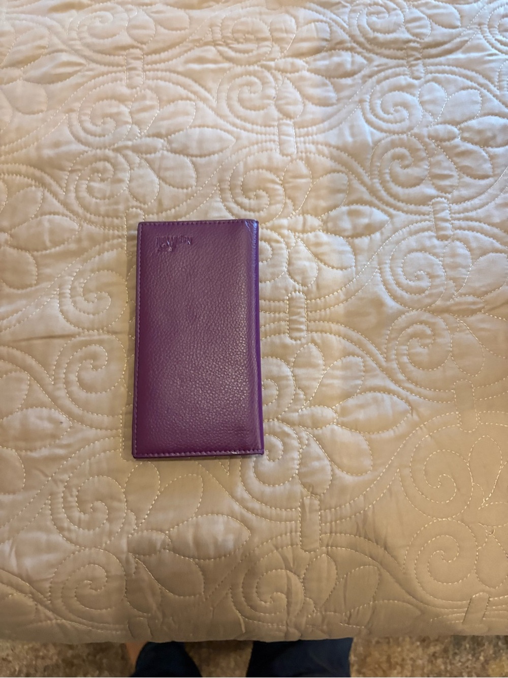 Beautiful leather purple checkbook cover